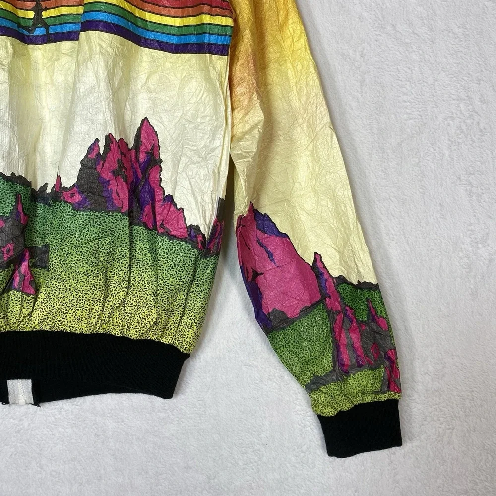 Vtg‎ 1989 Garden of the Gods 10 Mile Run Tyvek Jacket M 80s Neon Retro Running M
